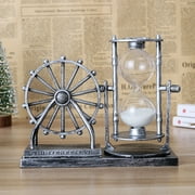 Walbest Hourglass Ornament Modern Decorative Retro Ferris Wheel Hourglass Office Ornament Golden 60 Minute Metal Hourglass Sand Timer, Decorative Large Size Sand Clock