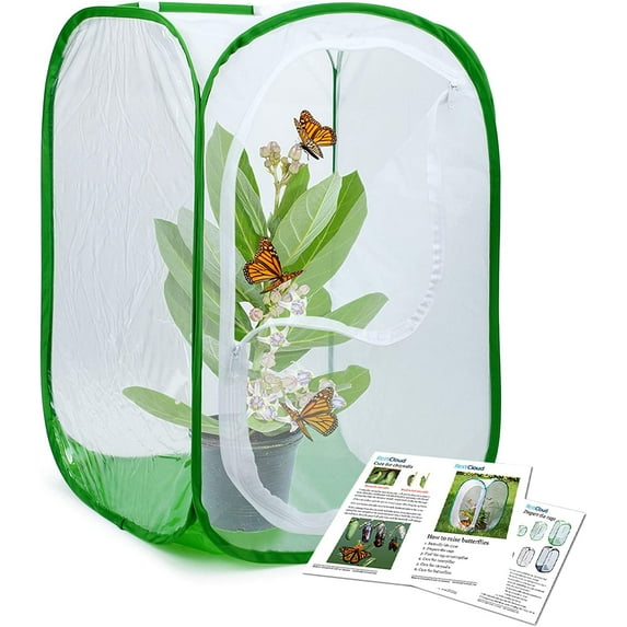 Cherryhome Professional Butterfly Habitat Insect Cage Caterpillar Enclosure Pop-up Polyester Bottom for Easier Clean