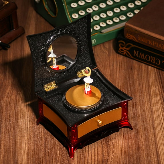 Cherryhome Sweet Musical Jewelry Box Drawer and dancing Ballerina Girl Figurines Music Box with Mirror Jewel Storage Case Charming Room Decor and Gift for girls