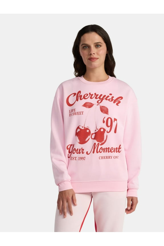 Women's Cherryish Graphic Sweatshirt with Long Sleeves, Sizes XXS-XXL
