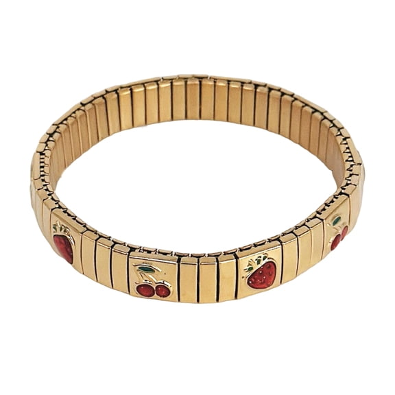 Cherrys Designs Wrist Jewelry Stainless Steel Elastic for Girls Teens Trendy Spring Fashion Jewelry Accessory