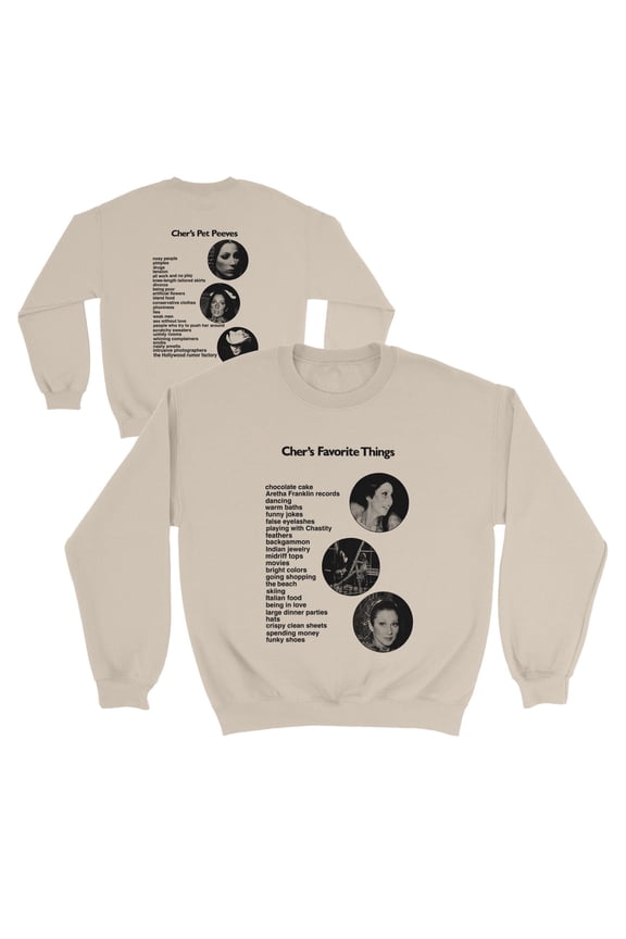 Chers Favorites and Peeves Front Back Crewneck TShirt