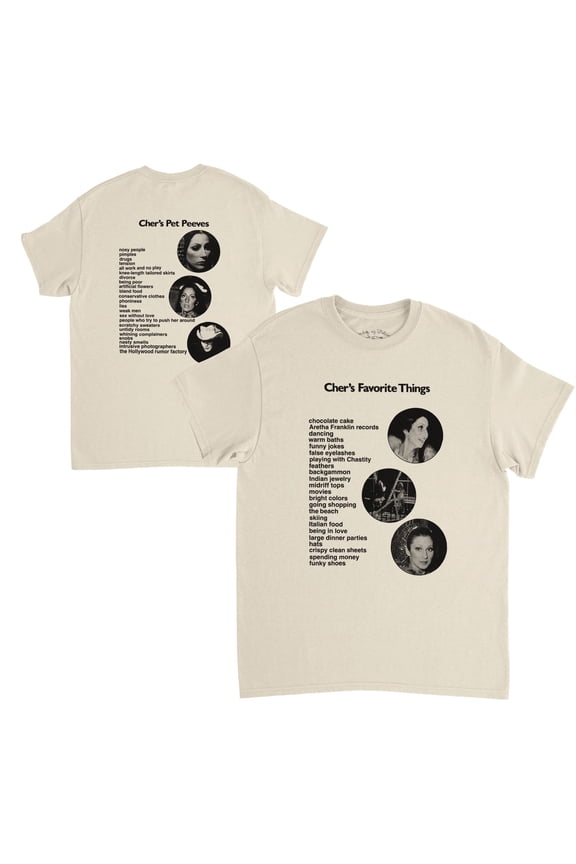 Chers Favorites and Peeves Front Back Tee