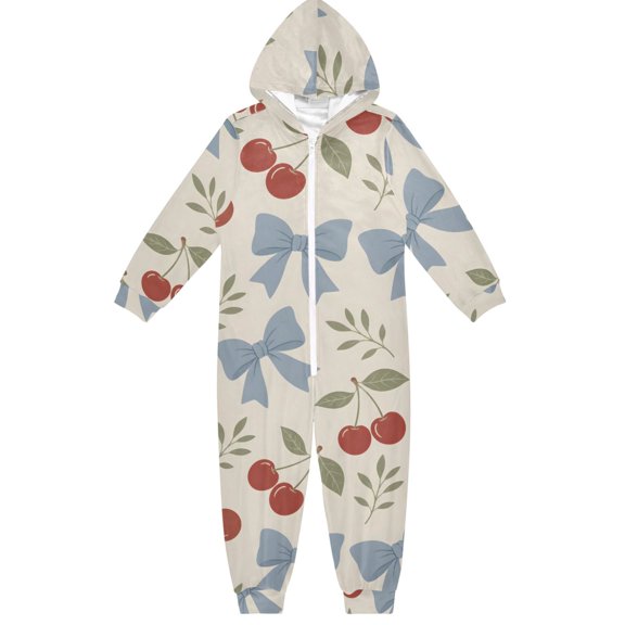 Chers Leaves Boys & Girls Hooded One-Piece Pajamas Warm Crystal velvet Hooded Long Sleeve Loungewear Jumpsuit Unisex