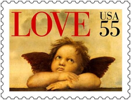 Cherub From Sistine Madona By Raphael Canvas Art - US POSTAL SERVICE (22 x 28)