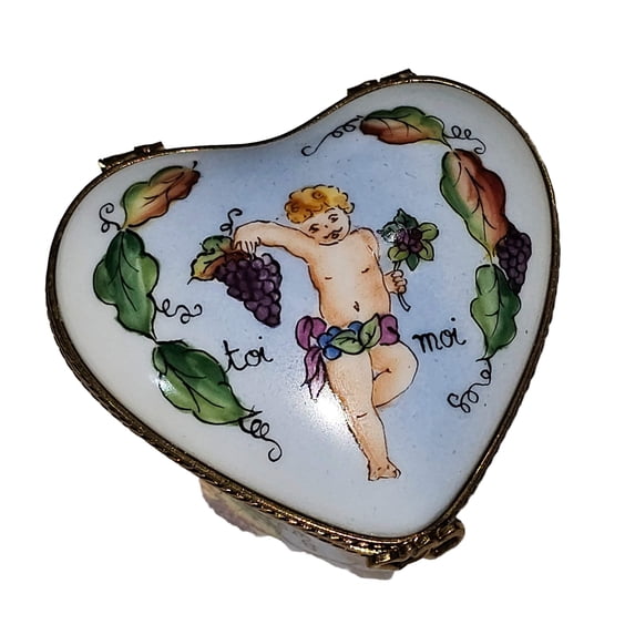 Cherub Toi Moi Love Heart Keepsake Box Limoges Box Porcelain Figurine