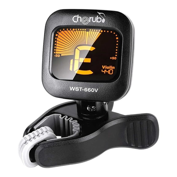 Cherub WST 660V Clip On Violin Tuner with 360° Rotatable LCD Display for Accurate Tuning and Portable Electronic Convenience Featuring Equal Temperament