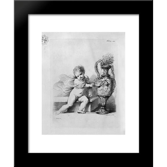 Cherub sitting next to a pitcher 20x24 Framed Art Print by Piranesi, Giovanni...