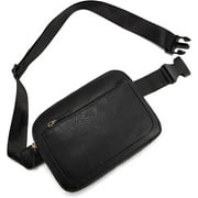 Cheruty Fanny Pack for Women Mini Waist Bag with Adjustable Crossbody Strap Belt Bag Soft Waterproof Vegan Leather, Designer Zippered Tote(Black)