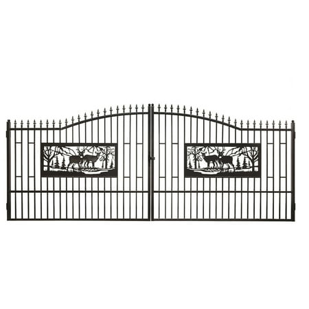 Chery Industrial 20 x 7FT Driveway Gate, Heavy Duty Galvanized Steel Dual Swing Entry Gate with Powder Coated Finish for Home, Ranch, Commercial Securit