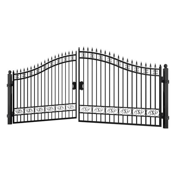 Chery Industrial 20Ft Dual Swing Iron Gate for Driveway, Security Gate, Outdoor Fence Gate