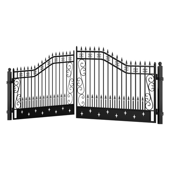 Chery Industrial 20Ft Dual Swing Iron Gate for Driveway, Security Gate, Outdoor Fence Gate