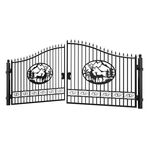 Chery Industrial 20Ft Dual Swing Iron Gate for Driveway, Security Gate, Outdoor Fence Gate