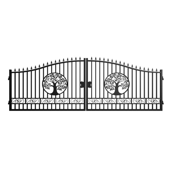 Chery Industrial 20x8 ft Steel Dual Swing Driveway Gate with Wider Goalposts