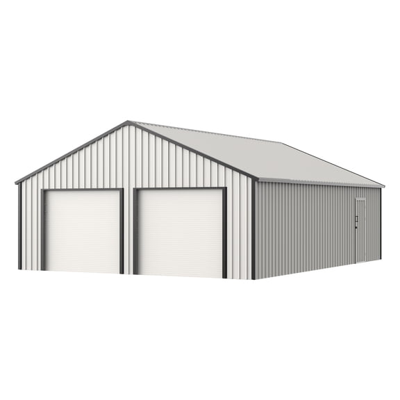 Chery Industrial 25' x 33' Double Garage Metal Shed with Motorized Roll-Up Door