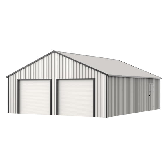 Chery Industrial 25' x 33' Double Garage Metal Shed with Motorized Roll-Up Door