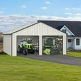 thumbnail image 1 of Chery Industrial 25' x 33' Double Garage Metal Shed with Side Entry Door, 1 of 9