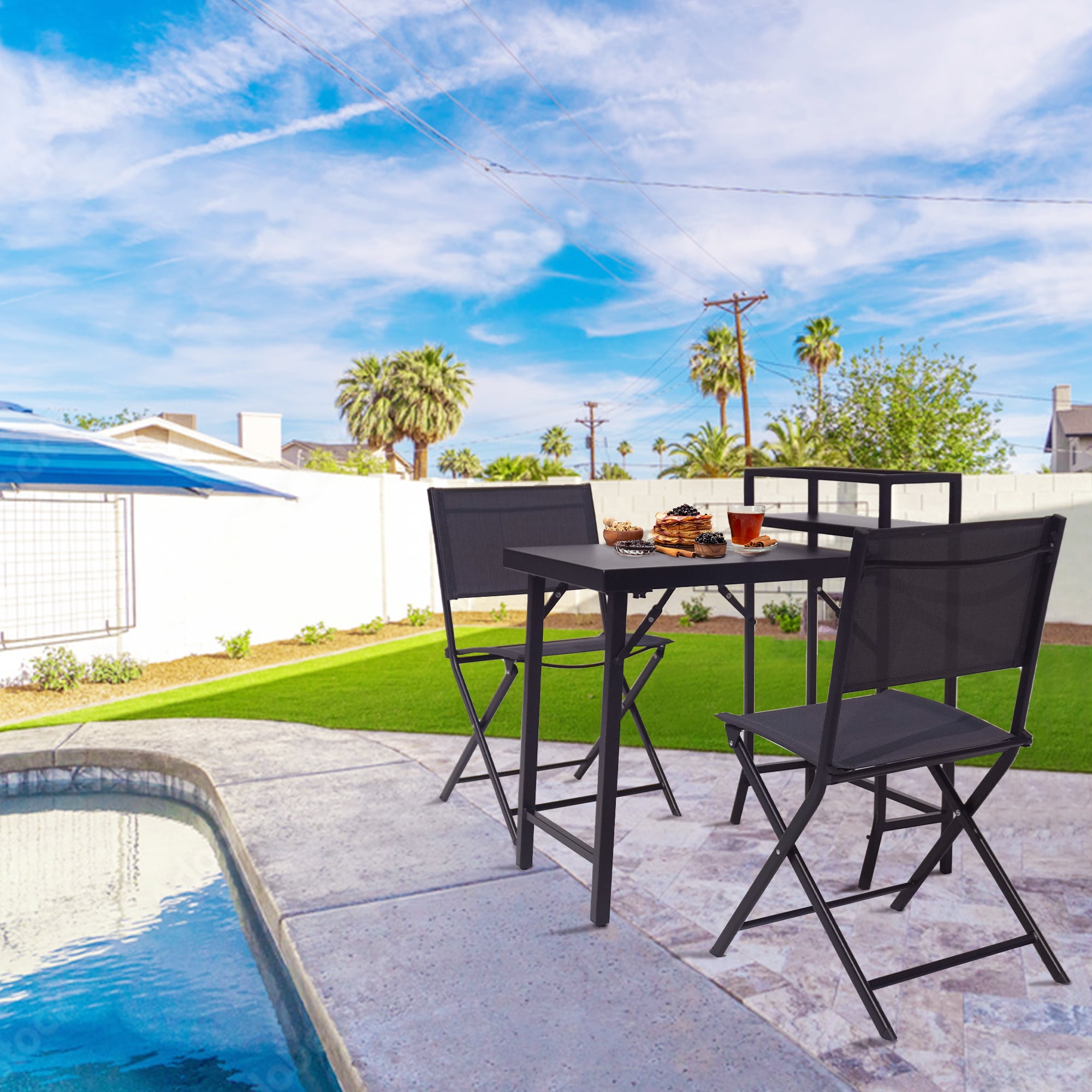 Chery Industrial 3PCS Patio Bistro Set Patio Set of Foldable