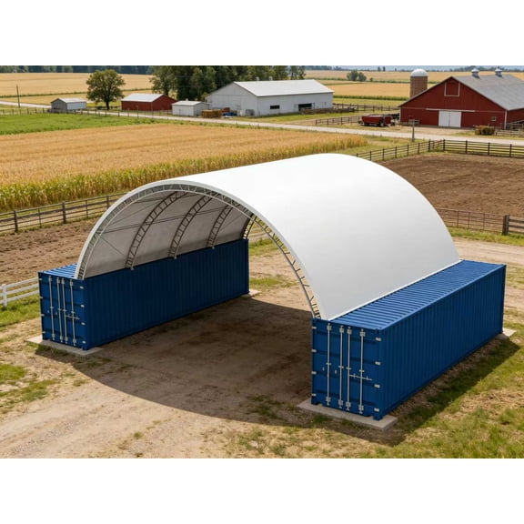 Chery Industrial 40 x 37.5 FT Double Truss Frame Tarpaulin Tent Shipping Container Canopy Shelter Warehouse Shed