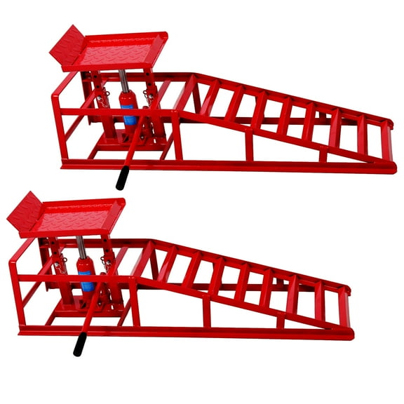Chery Industrial Auto Car Truck Service Hydraulic Ramps Lifts, Garage Car Lift Repair Frame Lift (2 Pack) ,5 Ton,Red