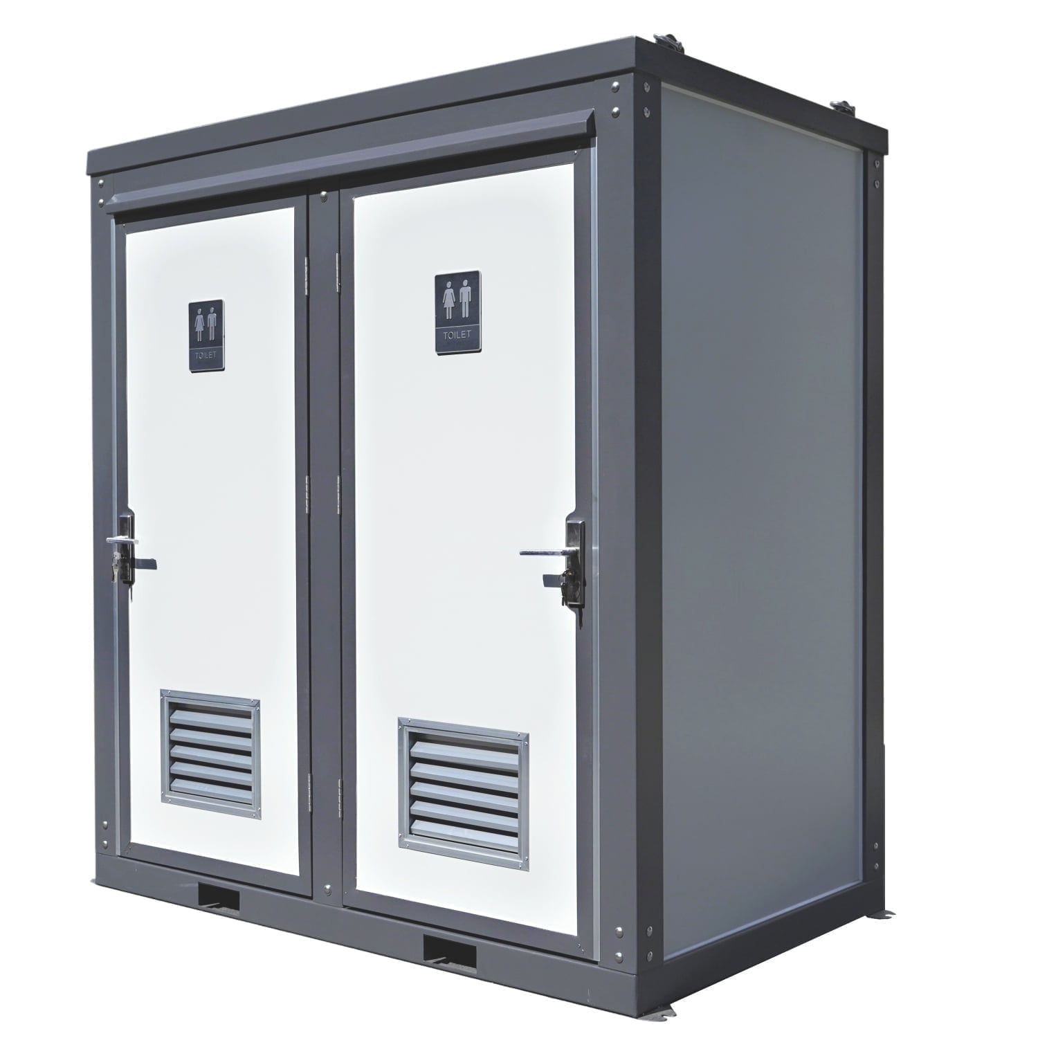 Chery Industrial Portable Restroom - 2 Private Toilet Stalls for Outdoor Events, Construction Sites, Festivals, Camping