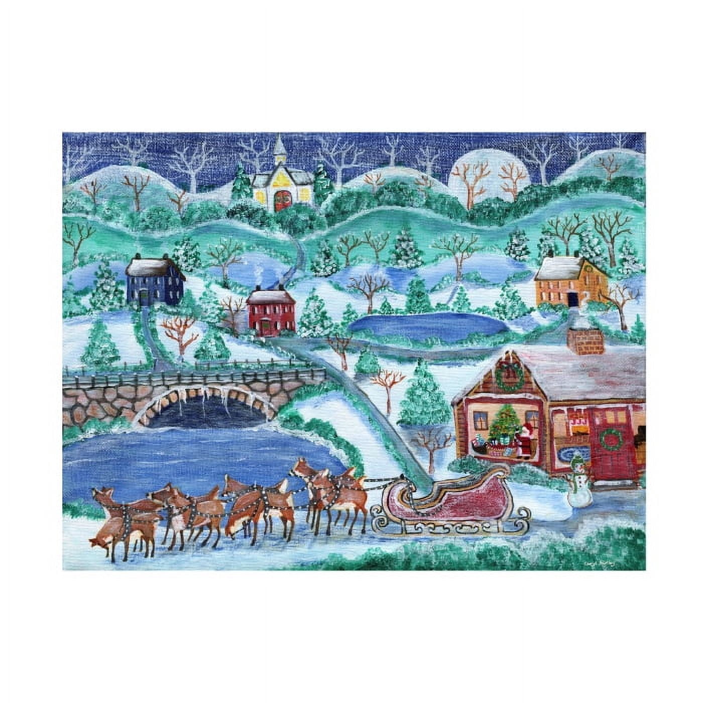 Cheryl Bartley 'Here Comes Santa Claus And Eight Reindeer' Canvas Art