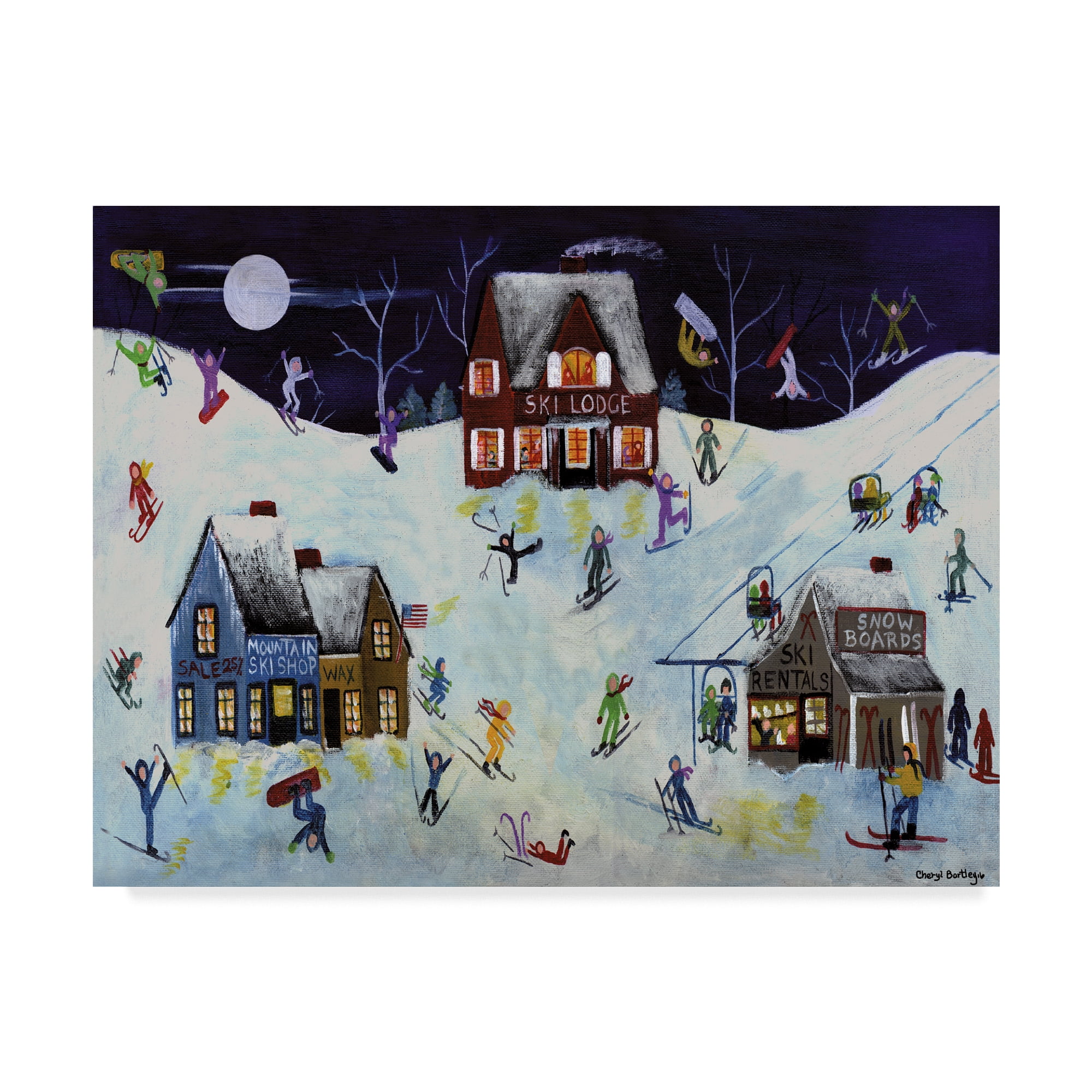Cheryl Bartley 'Mountain Ski Slope' Canvas Art in 18'' x 24''