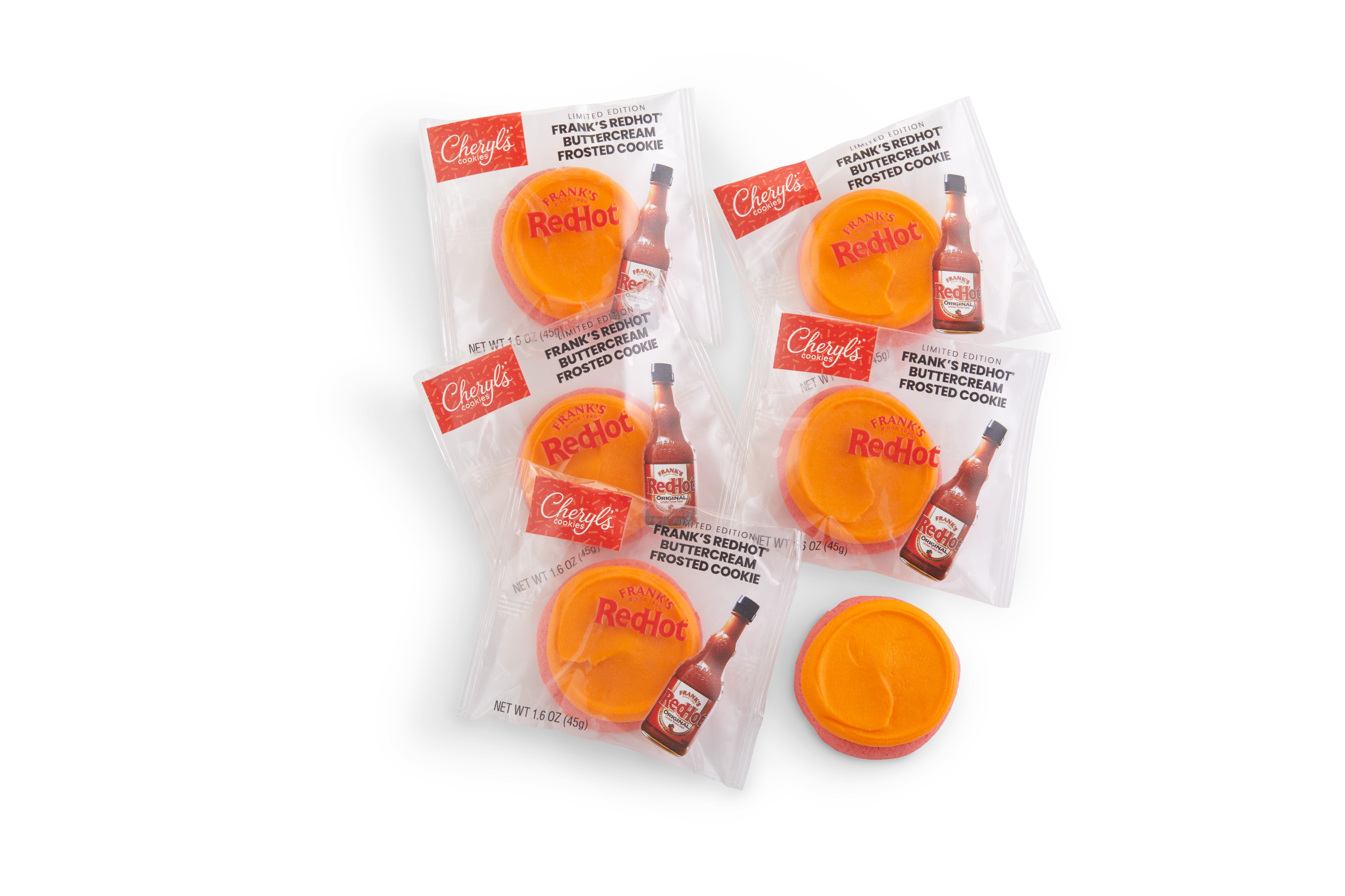 Cheryl' Cookies Franks Redhot Buttercream Frosted Cookie Sampler, Individually Wrapped Sugar Cookies, Fresh & Spicy Hot Sauce Flavored Foodie Gift, Friends, Family & Loved Ones