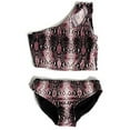 thumbnail image 1 of Cheryl Creations Kids Girl's Black Cute & Comfortable Two Piece One Shoulder Bathing Suit Bikini | Swimsuit (Large(14), Pink Snake), 1 of 1