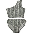 thumbnail image 1 of Cheryl Creations Kids Girl's Black Cute & Comfortable Two Piece One Shoulder Bathing Suit Bikini | Swimsuit (Large(14), White Snake), 1 of 1