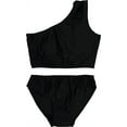 thumbnail image 1 of Cheryl Creations Kids Girl's Black Cute & Comfortable Two Piece One Shoulder Bathing Suit Bikini Swimsuit (X-Large 16, Black), 1 of 3
