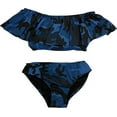 thumbnail image 1 of Cheryl Creations Kids Girl's Cute & Comfortable Two Piece Ruffle Front Bathing Suit Bikini | Swimsuit (Large 14, Blue Camouflage), 1 of 2