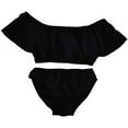 thumbnail image 1 of Cheryl Creations Kids Girl's Cute & Comfortable Two Piece Ruffle Front Bathing Suit Bikini | Swimsuit (Small 7-8, Black), 1 of 2