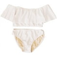thumbnail image 1 of Cheryl Creations Kids Girl's Cute & Comfortable Two Piece Ruffle Front Bathing Suit Bikini | Swimsuit (Small 7-8, White), 1 of 2