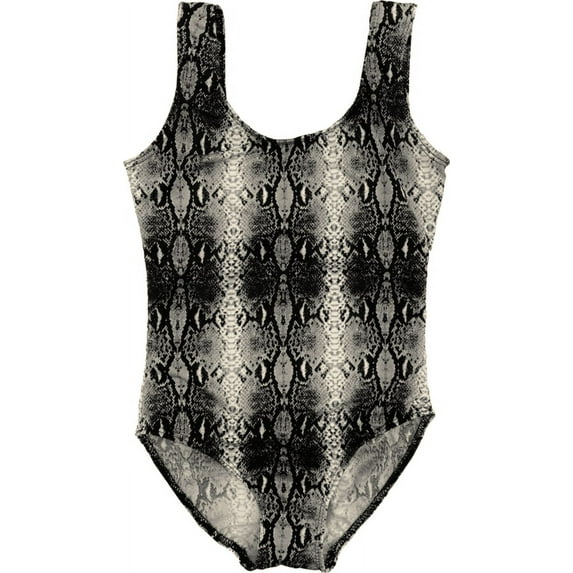 Cheryl Creations Kids One Piece Basic Bikini Swimsuit (Black Snake, Medium 10/12)