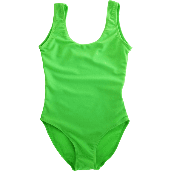 Cheryl Creations Kids One Piece Basic Bikini Swimsuit (Neon Green, Medium 10/12)