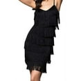 thumbnail image 1 of Cheryl Creations Women's Short All-Over Fringe Flapper Sleeveless Comfortable Mini Dress (Black, 2X-Large), 1 of 4