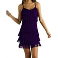 thumbnail image 1 of Cheryl Creations Women's Short All-Over Fringe Flapper Sleeveless Comfortable Mini Dress (Purple, Small), 1 of 4