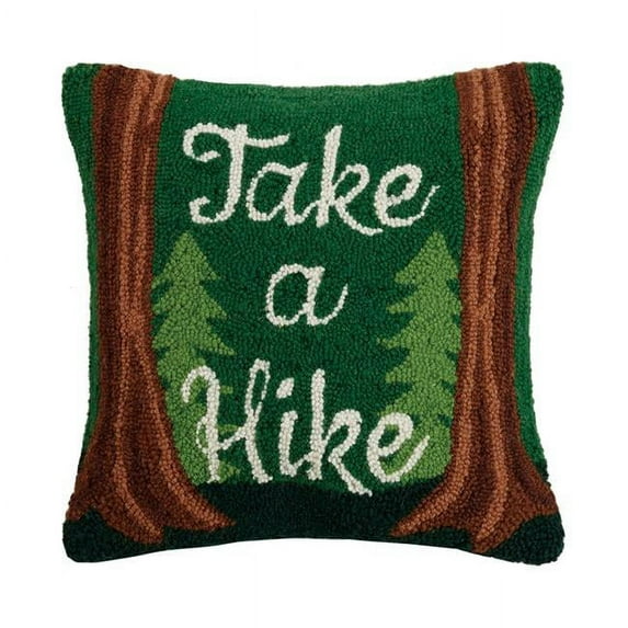 Cheryl Fletcher 30KSL391C16SQ 16 x 16 in. Take A Hike Hook Pillow with Poly-Filled - 100 Percent Wool & Cotton