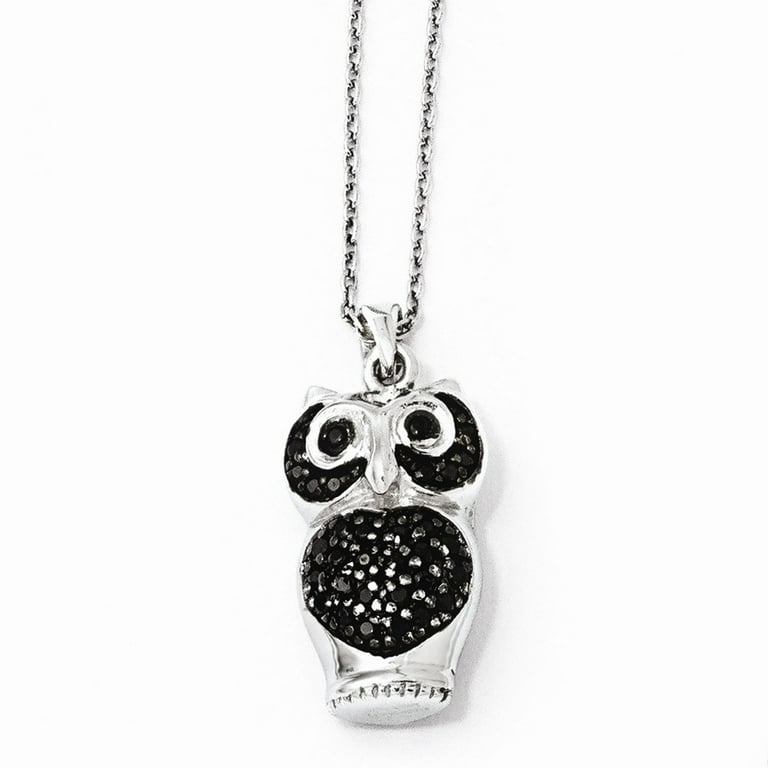Cheryl M Sterling Silver CZ Black & White Owl Necklace Cheryl M Sterling Silver CZ Black & White Owl Necklace