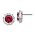 thumbnail image 1 of Cheryl M 925 Sterling Silver RH Plated Lab Created Ruby and CZ Post Earrings; for Adults and Teens; for Women and Men, 1 of 3