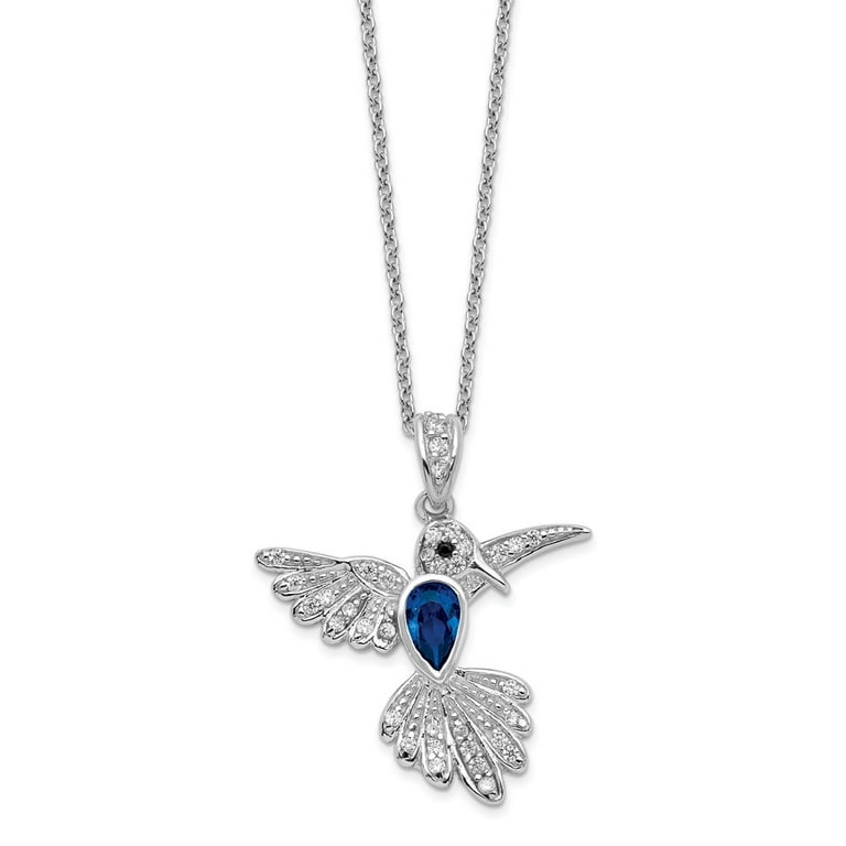 Cheryl M Sterling Silver Blue Spinel Hummingbird Pendant Necklace Cheryl M Sterling Silver Blue Spinel Hummingbird Pendant Necklace