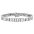 thumbnail image 1 of Cheryl M 925 Sterling Silver Rhodium Plated CZ Two Row Tennis Bracelet 7.5 Inches x 6.5 mm, 1 of 6