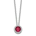 thumbnail image 1 of Cheryl M 925 Sterling Silver Rhodium Plated With Created Ruby & CZ Pendant 18in Necklace; for Adults and Teens; for Women and Men, 1 of 2