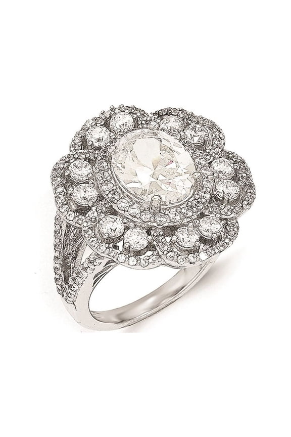 Sterling Silver AAA CZ Flower Ring