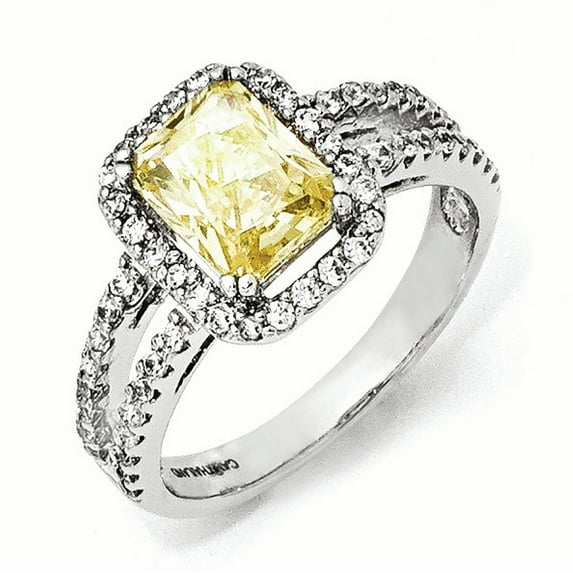 Cheryl M Sterling Silver CZ Canary Square Ring