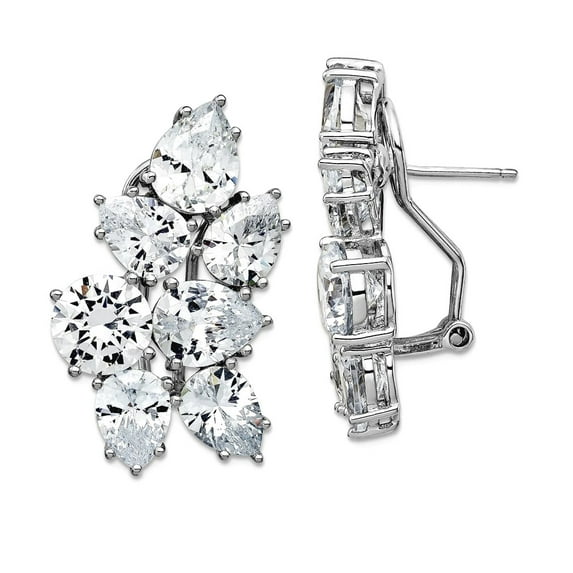Cheryl M� Sterling Silver CZ Fancy Omega Back Earrings