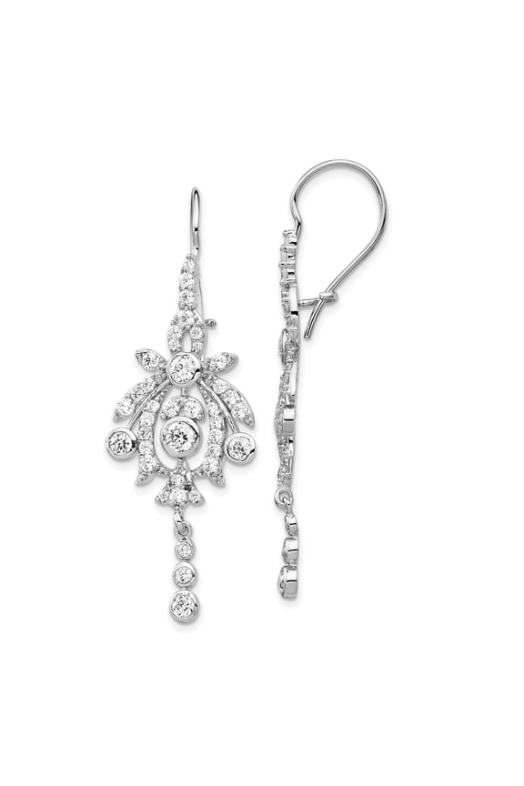Cheryl M Sterling Silver Fancy Brilliant-cut Bezel CZ Kidney Wire Dangle Earrings Sterling Silver Earrings