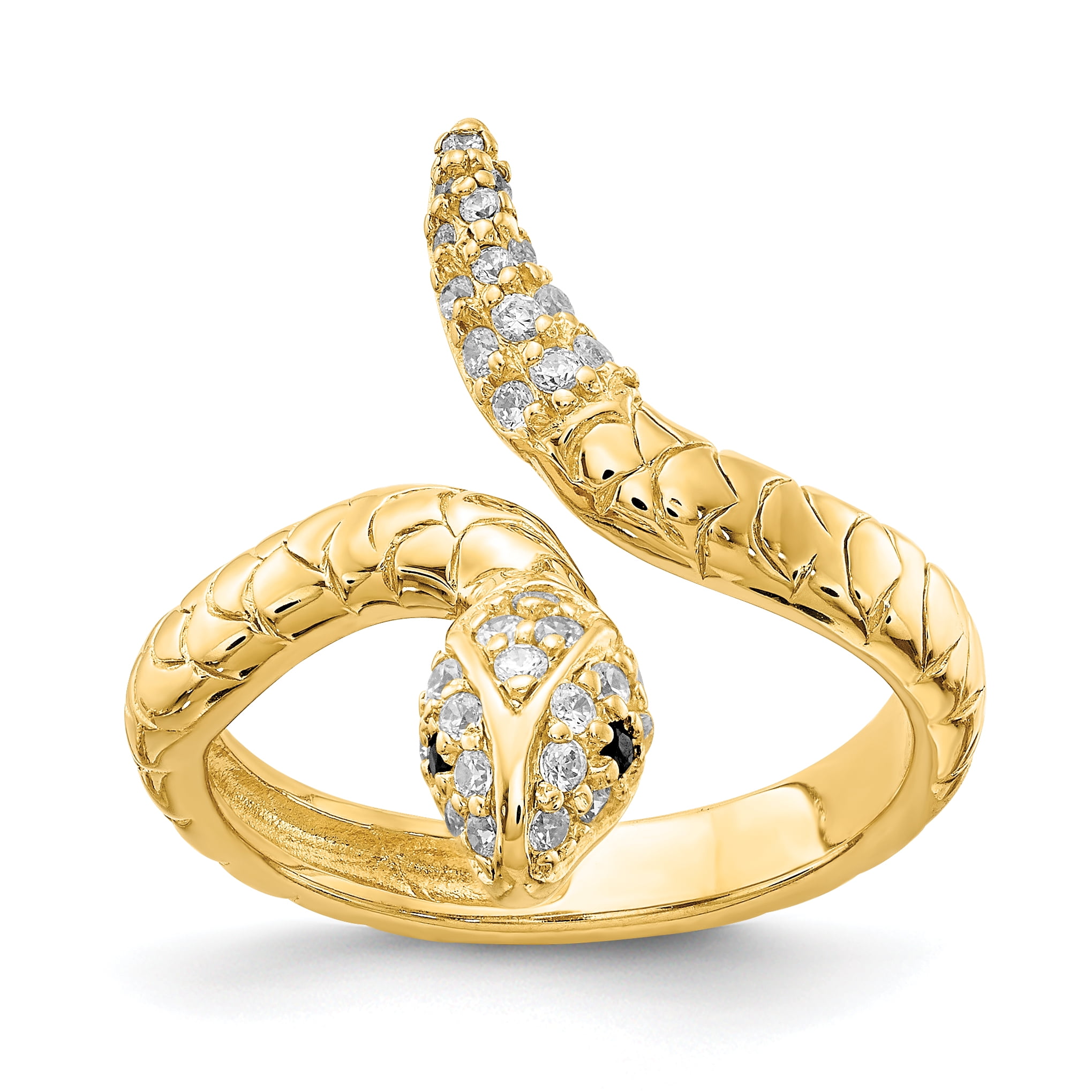 Cheryl M Sterling Silver Gold-Plated CZ Snake Ring Cheryl M Sterling Silver Gold-Plated CZ Snake Ring
