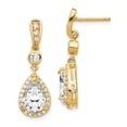 thumbnail image 1 of Cheryl M Sterling Silver Gold-plated Brilliant-cut CZ Teardrop and Bezel Halo Post Dangle Earrings Sterling Silver Earrings, 1 of 1